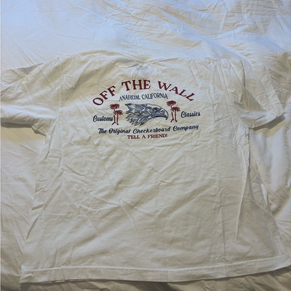 Vans White Crew Neck Graphic Tee with Black Tag Print - Picture 2 of 5